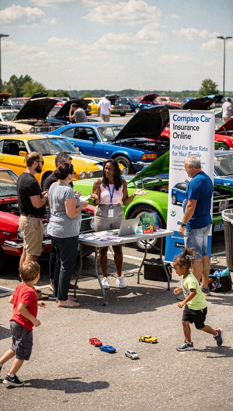 Mężczyzna rozmawiający przez telefon, sprawdzający oferty ubezpieczeń