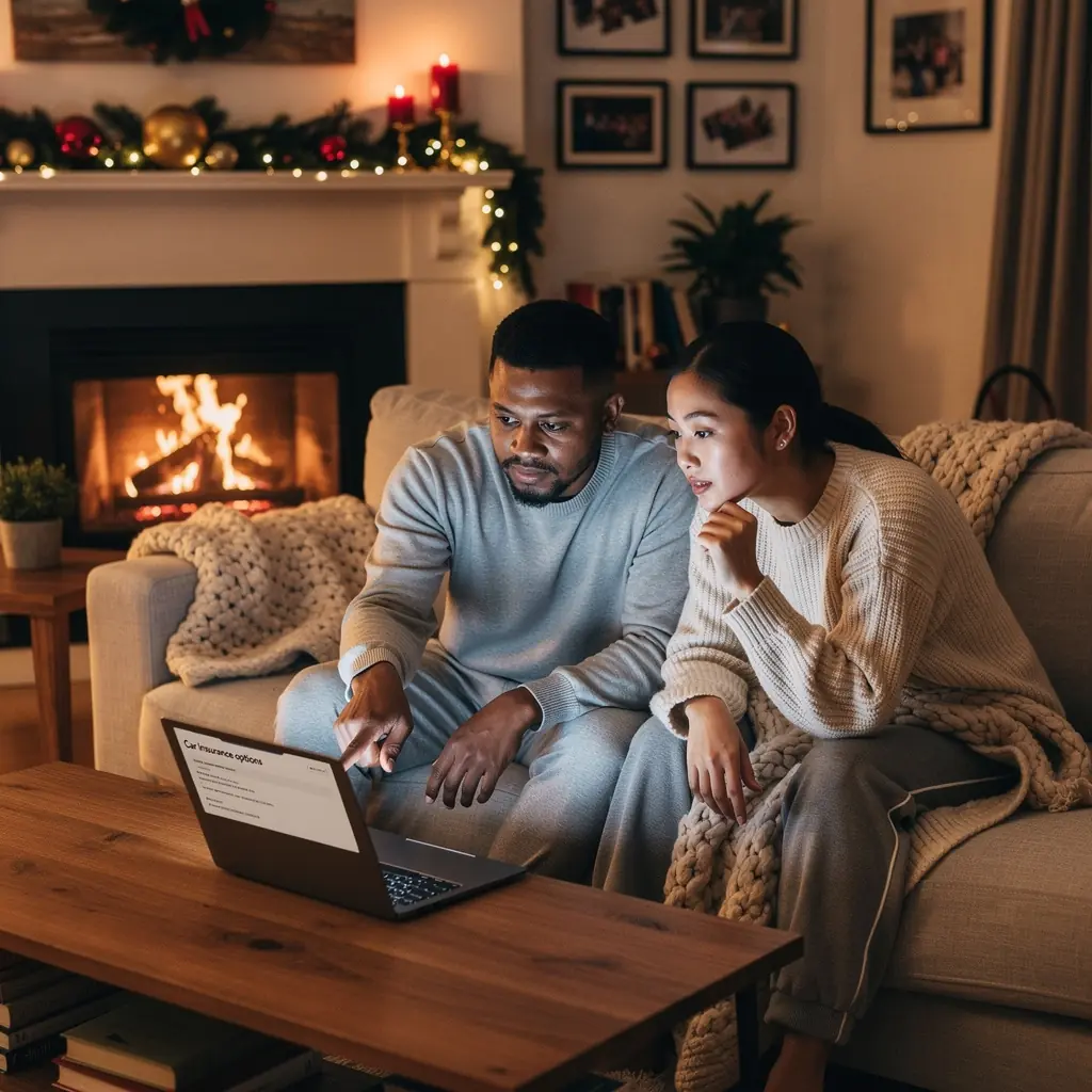 Rodzina szczęśliwa z nowym samochodem i dokumentami ubezpieczeniowymi